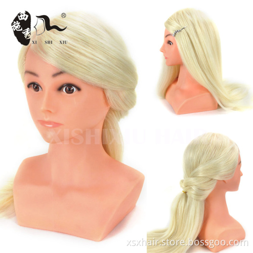 realistic silicone mannequin head with human hair styling head